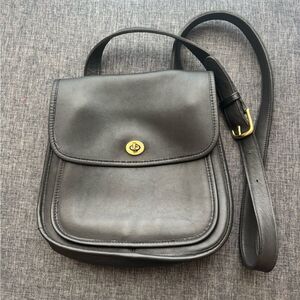 Vintage Coach Sidepack 9979 Black Leather Crossbody Bag
